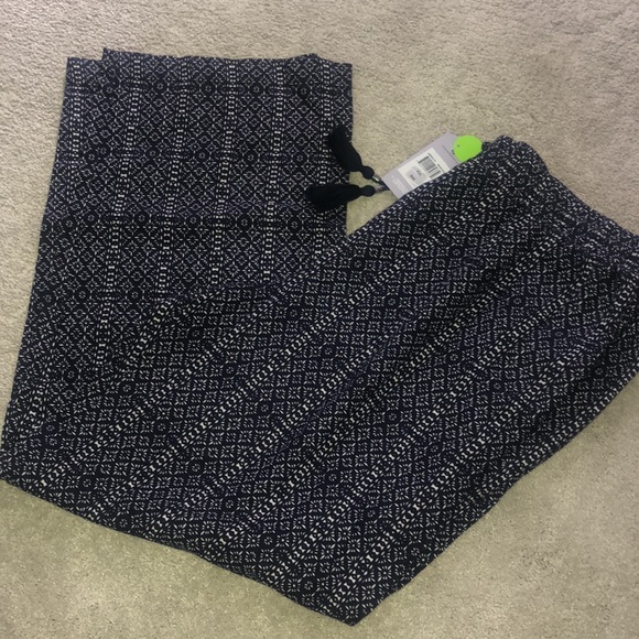 artesia Pants - Artesia XXL Linen blend Pants Blue White Print NWT